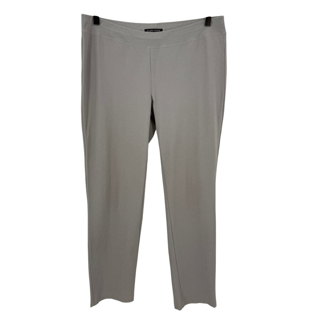 Eileen Fisher Light Gray Stretch Ankle Pants Size Small Pull On Straight Leg